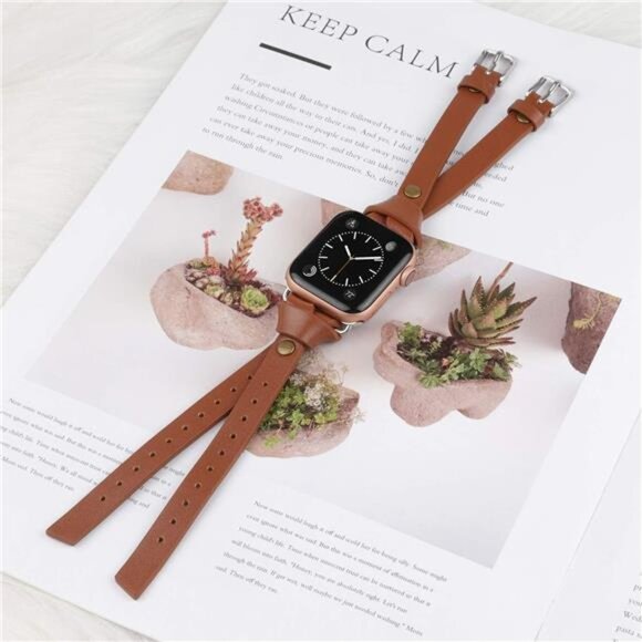 NEW Leather Stylish Brown Apple iwatch band main image 4